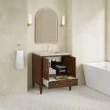 Myrrin 30" Single Vanity, Mid-Century Walnut w/ 3 CM Tajnar Eclos Top