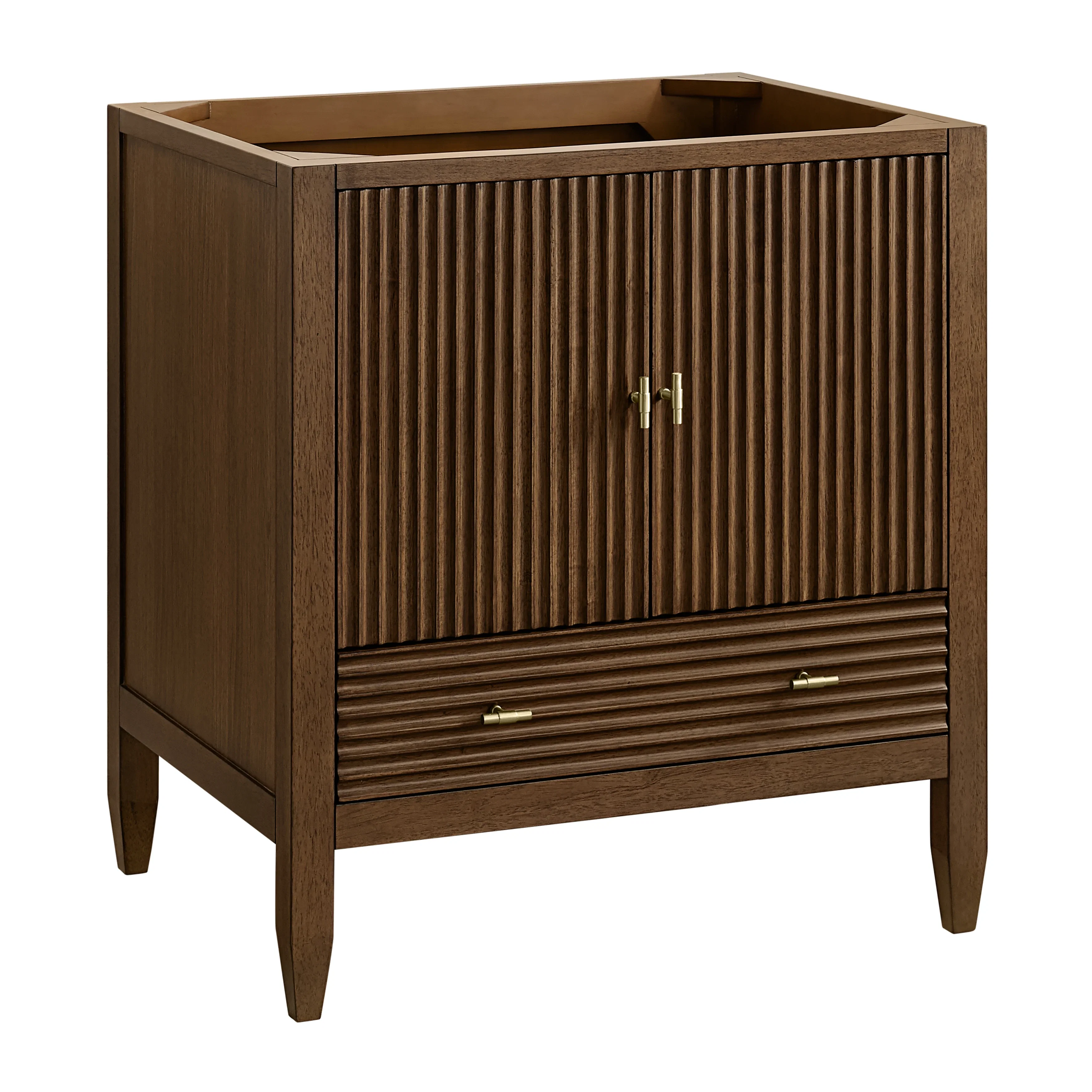 Myrrin 30" Single Vanity, Mid-Century Walnut w/ 3 CM Victorian Silver Silestone Top