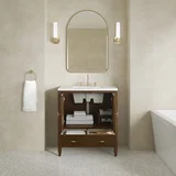 Myrrin 30" Single Vanity, Mid-Century Walnut w/ 3 CM White Zeus Silestone Top