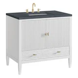 Myrrin 36" Vanity, Bright White w/ 3 CM Charcoal Soapstone Silestone Top