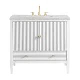 Myrrin 36" Vanity, Bright White w/ 3 CM Eternal Jasmine Pearl Silestone Top