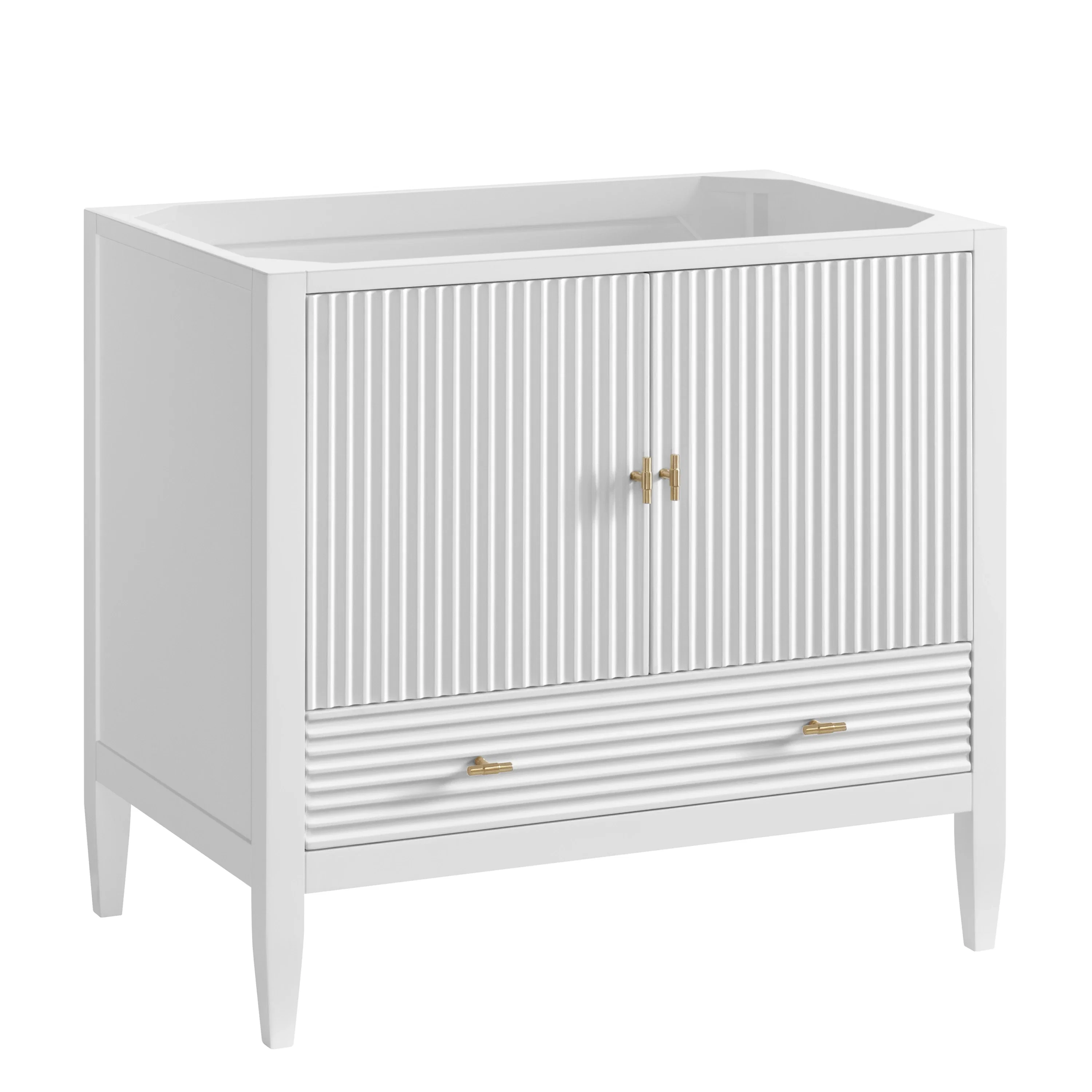 Myrrin 36" Vanity, Bright White w/ 3 CM Eternal Jasmine Pearl Silestone Top