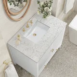 Myrrin 36" Vanity, Bright White w/ 3 CM Eternal Jasmine Pearl Silestone Top