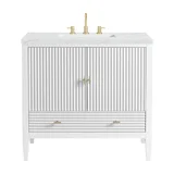 Myrrin 36" Vanity, Bright White w/ 3 CM Ethereal Noctis Silestone Top