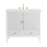 Myrrin 36" Vanity, Bright White w/ 3 CM Lime Delight Silestone Top