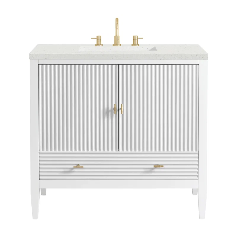 Myrrin 36" Vanity, Bright White w/ 3 CM Lime Delight Silestone Top