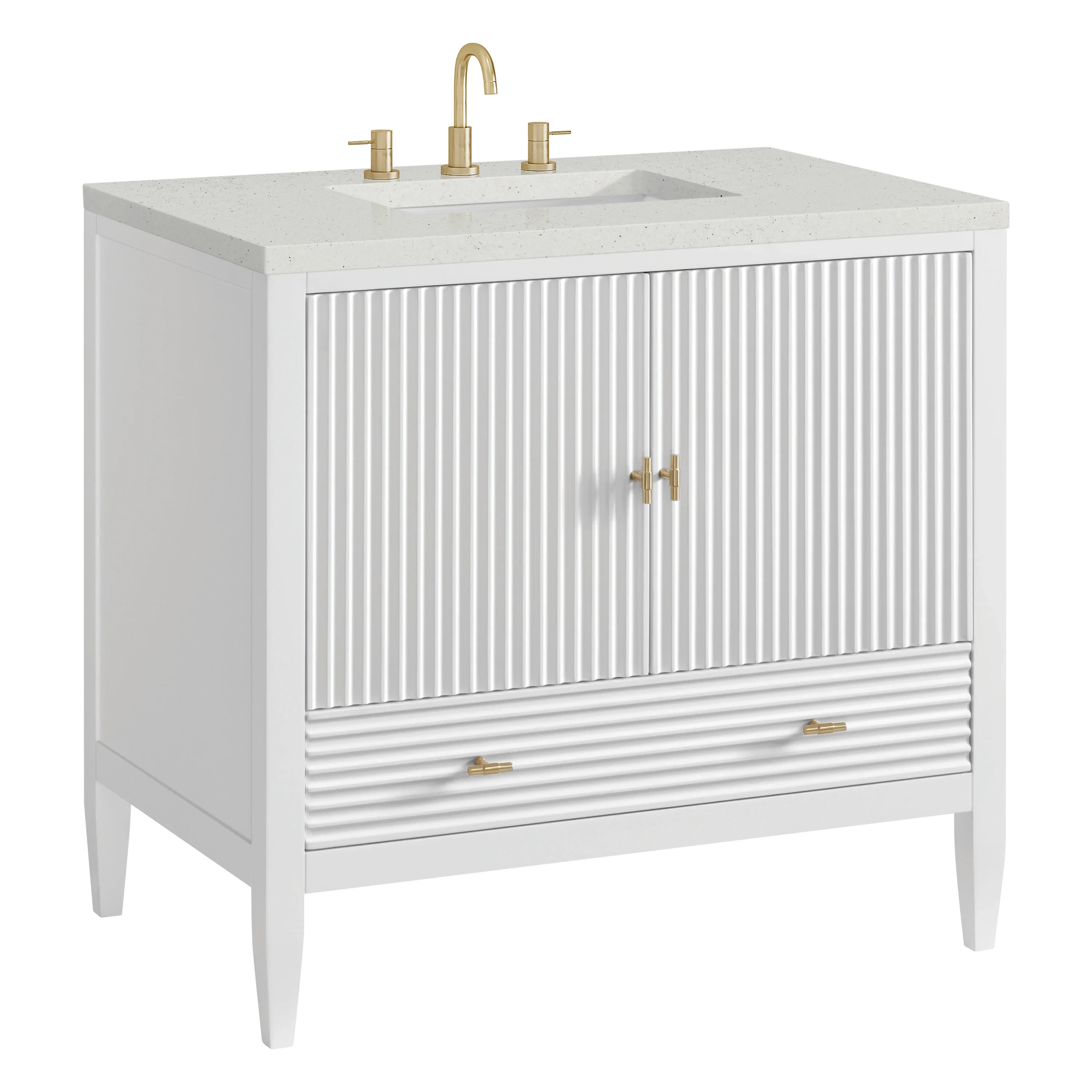 Myrrin 36" Vanity, Bright White w/ 3 CM Lime Delight Silestone Top