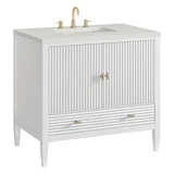 Myrrin 36" Vanity, Bright White w/ 3 CM Lime Delight Silestone Top