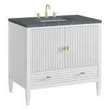 Myrrin 36" Vanity, Bright White w/ 3 CM Parisien Bleu Silestone Top