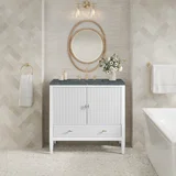 Myrrin 36" Vanity, Bright White w/ 3 CM Parisien Bleu Silestone Top