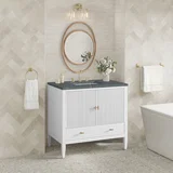 Myrrin 36" Vanity, Bright White w/ 3 CM Parisien Bleu Silestone Top
