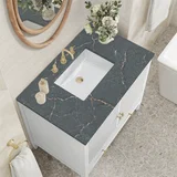 Myrrin 36" Vanity, Bright White w/ 3 CM Parisien Bleu Silestone Top