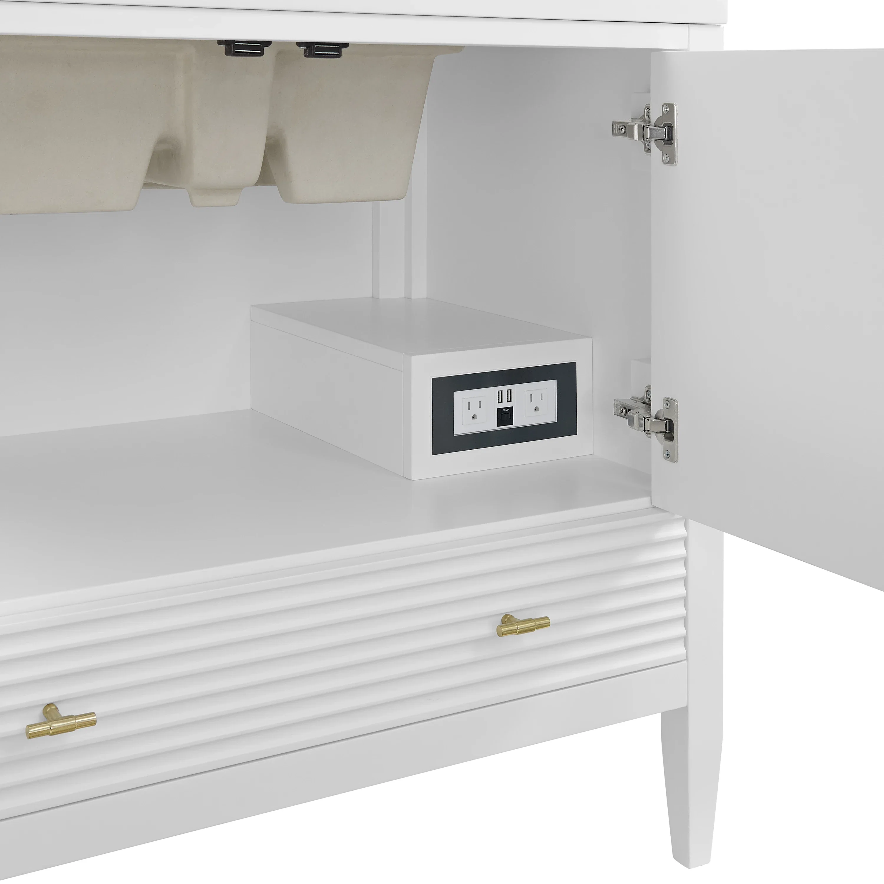 Myrrin 36" Vanity, Bright White, w/ 3 CM Phantome Eclos Top