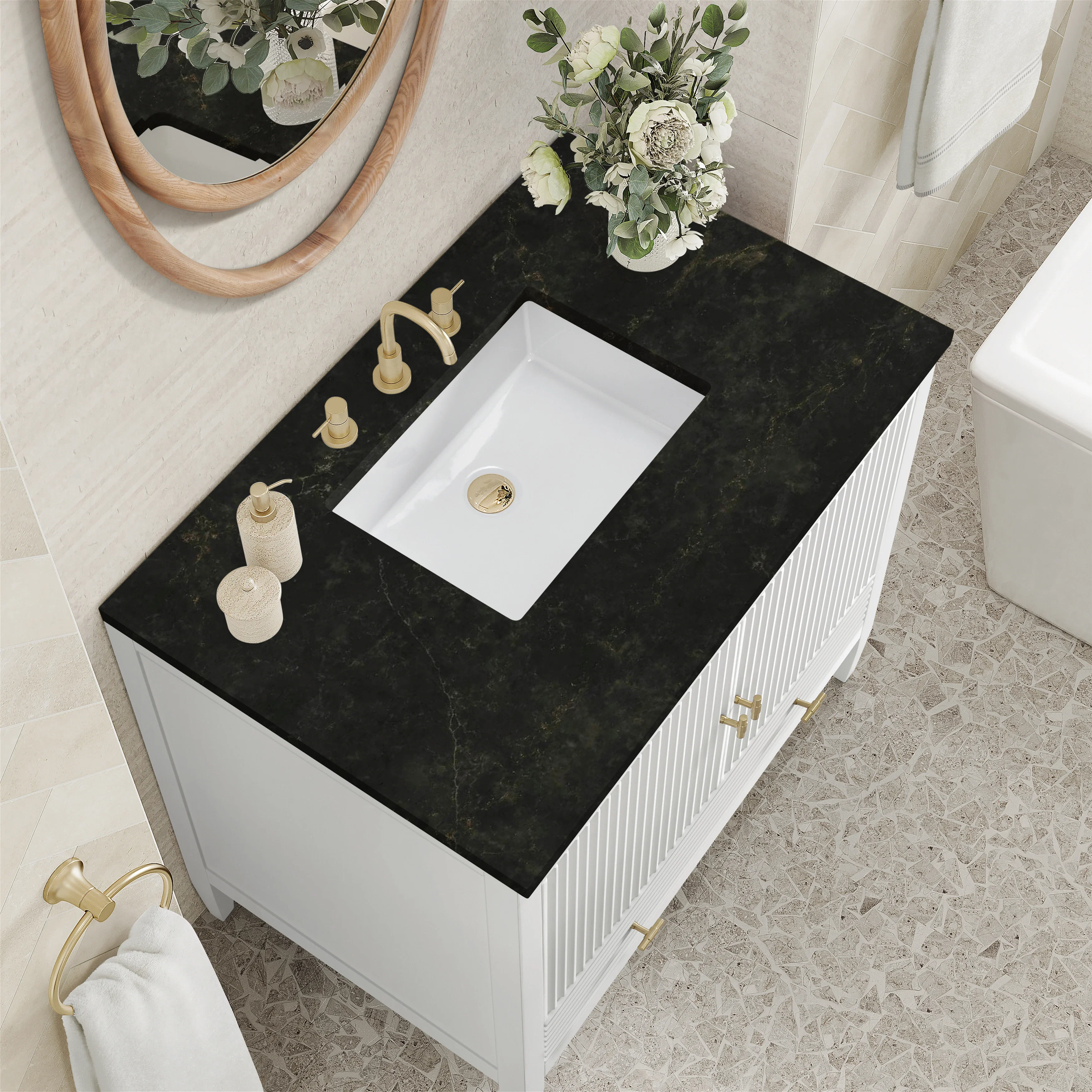 Myrrin 36" Vanity, Bright White, w/ 3 CM Phantome Eclos Top