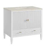 Myrrin 36" Vanity, Bright White, w/ 3 CM Siberian Silestone Top