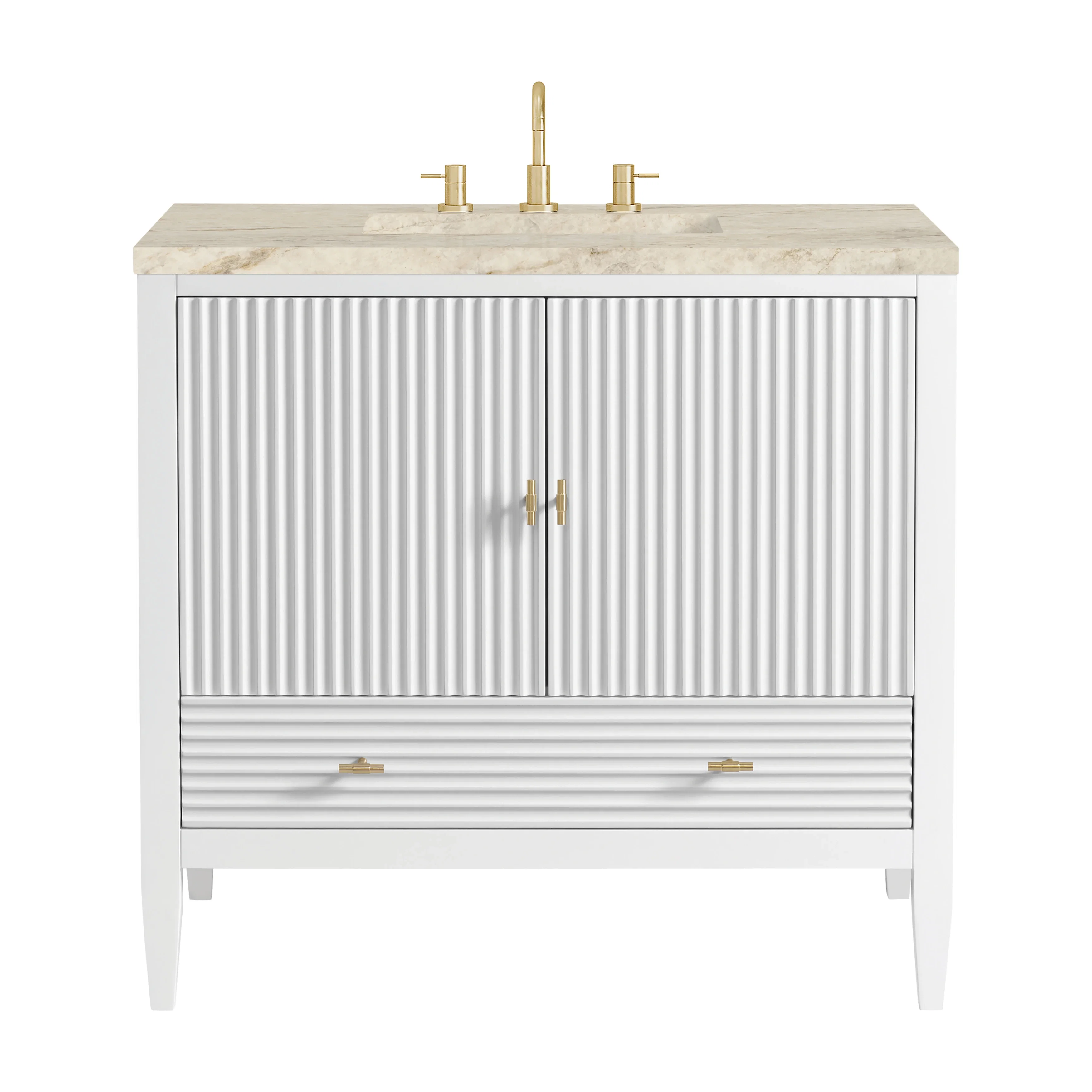 Myrrin 36" Vanity, Bright White, w/ 3 CM Tajnar Eclos Top