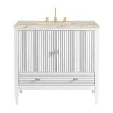 Myrrin 36" Vanity, Bright White, w/ 3 CM Tajnar Eclos Top