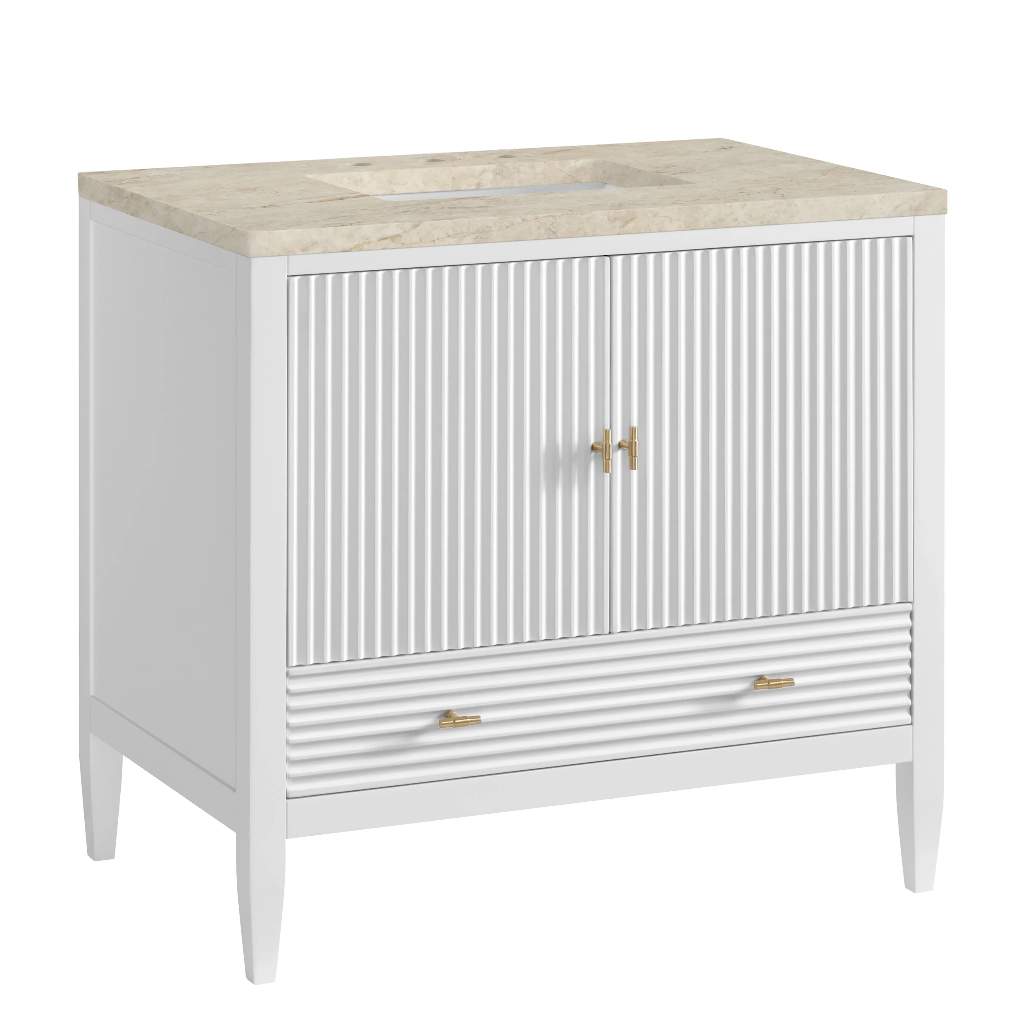 Myrrin 36" Vanity, Bright White, w/ 3 CM Tajnar Eclos Top