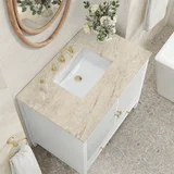 Myrrin 36" Vanity, Bright White, w/ 3 CM Tajnar Eclos Top