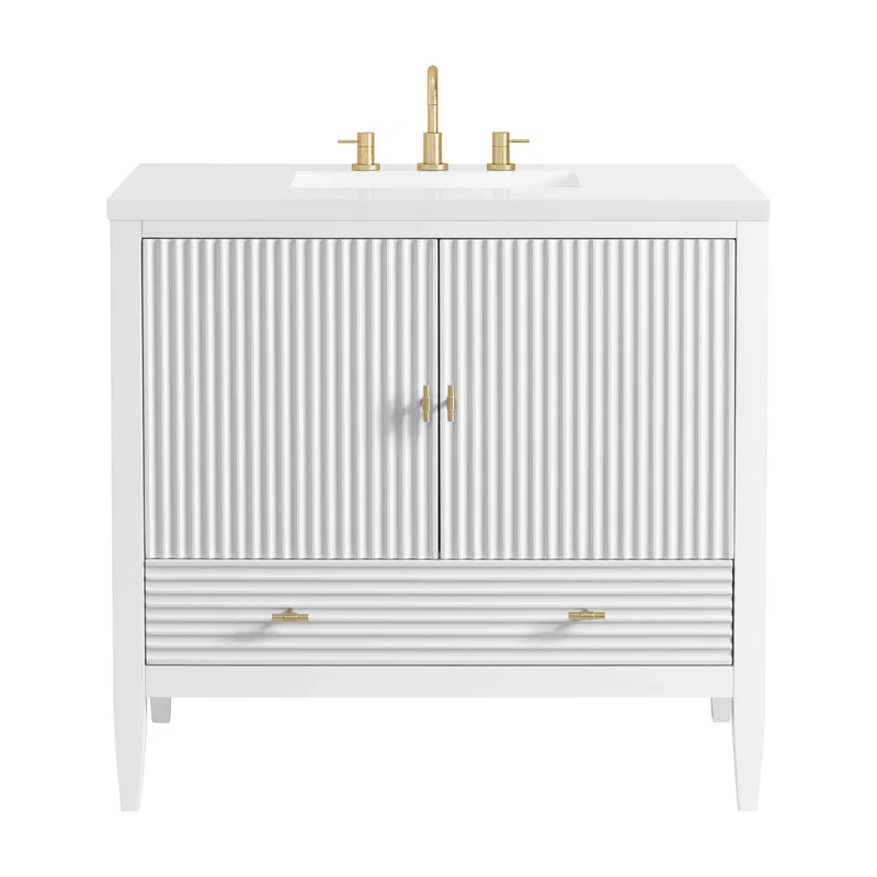 Myrrin 36" Vanity, Bright White w/ 3 CM White Zeus Silestone Top