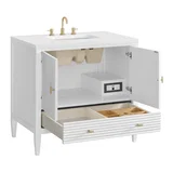 Myrrin 36" Vanity, Bright White w/ 3 CM White Zeus Silestone Top