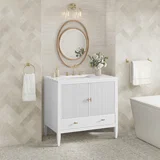 Myrrin 36" Vanity, Bright White w/ 3 CM White Zeus Silestone Top