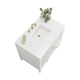 Myrrin 36" Vanity, Bright White w/ 3 CM White Zeus Silestone Top