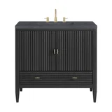 Myrrin 36" Vanity, Carbon Oak w/ 3 CM Charcoal Soapstone Silestone Top