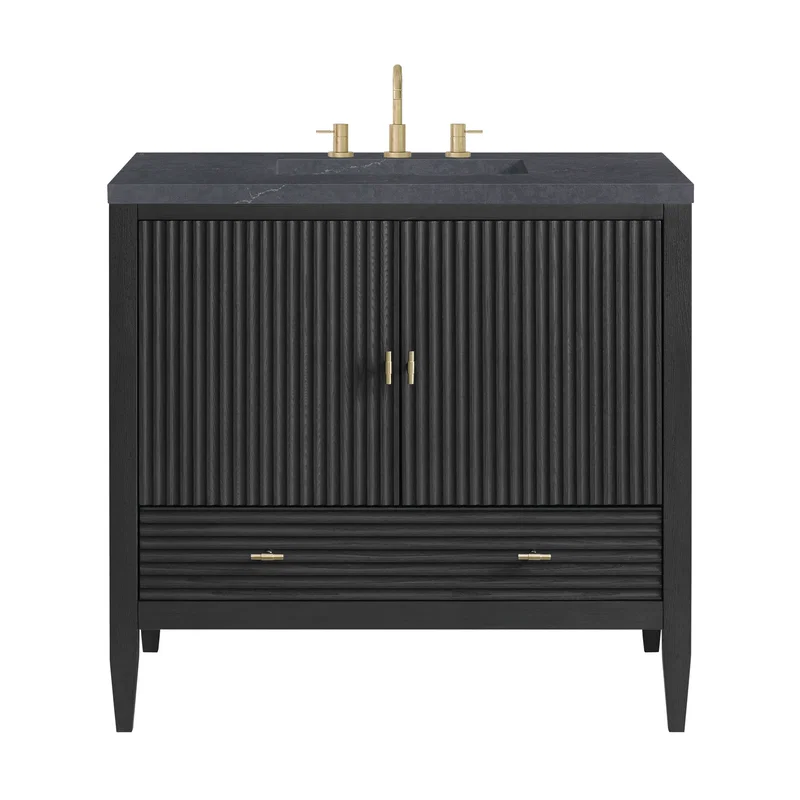 Myrrin 36" Vanity, Carbon Oak w/ 3 CM Charcoal Soapstone Silestone Top