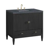 Myrrin 36" Vanity, Carbon Oak w/ 3 CM Charcoal Soapstone Silestone Top