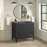 Myrrin 36" Vanity, Carbon Oak w/ 3 CM Charcoal Soapstone Silestone Top