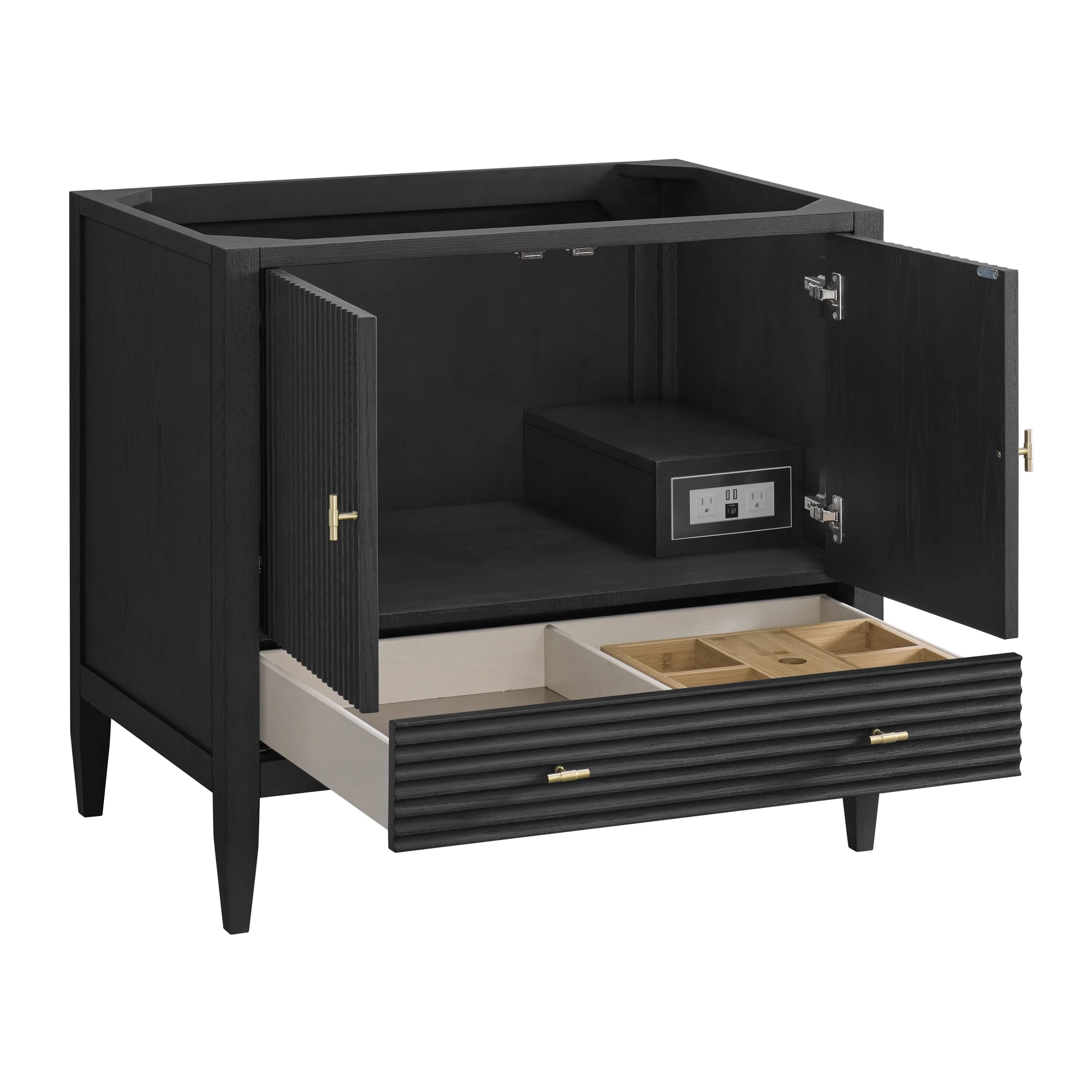 Myrrin 36" Vanity, Carbon Oak w/ 3 CM Charcoal Soapstone Silestone Top