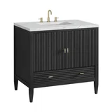 Myrrin 36" Vanity, Carbon Oak w/ 3 CM Ethereal Noctis Silestone Top