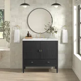 Myrrin 36" Vanity, Carbon Oak w/ 3 CM Ethereal Noctis Silestone Top