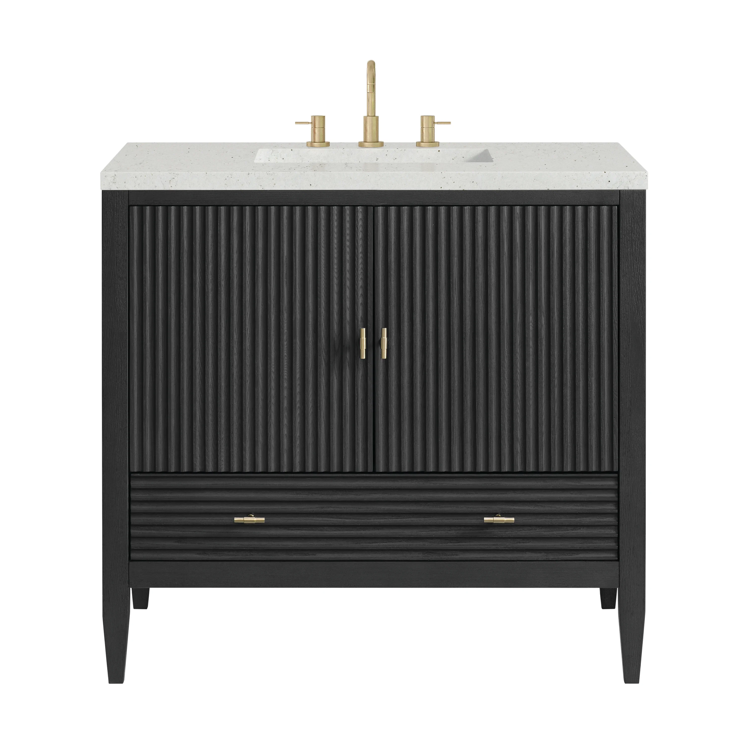 Myrrin 36" Vanity, Carbon Oak w/ 3 CM Lime Delight Silestone Top