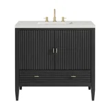 Myrrin 36" Vanity, Carbon Oak w/ 3 CM Lime Delight Silestone Top