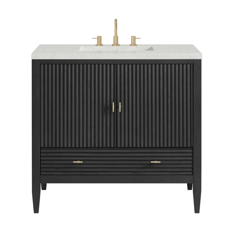 Myrrin 36" Vanity, Carbon Oak w/ 3 CM Lime Delight Silestone Top
