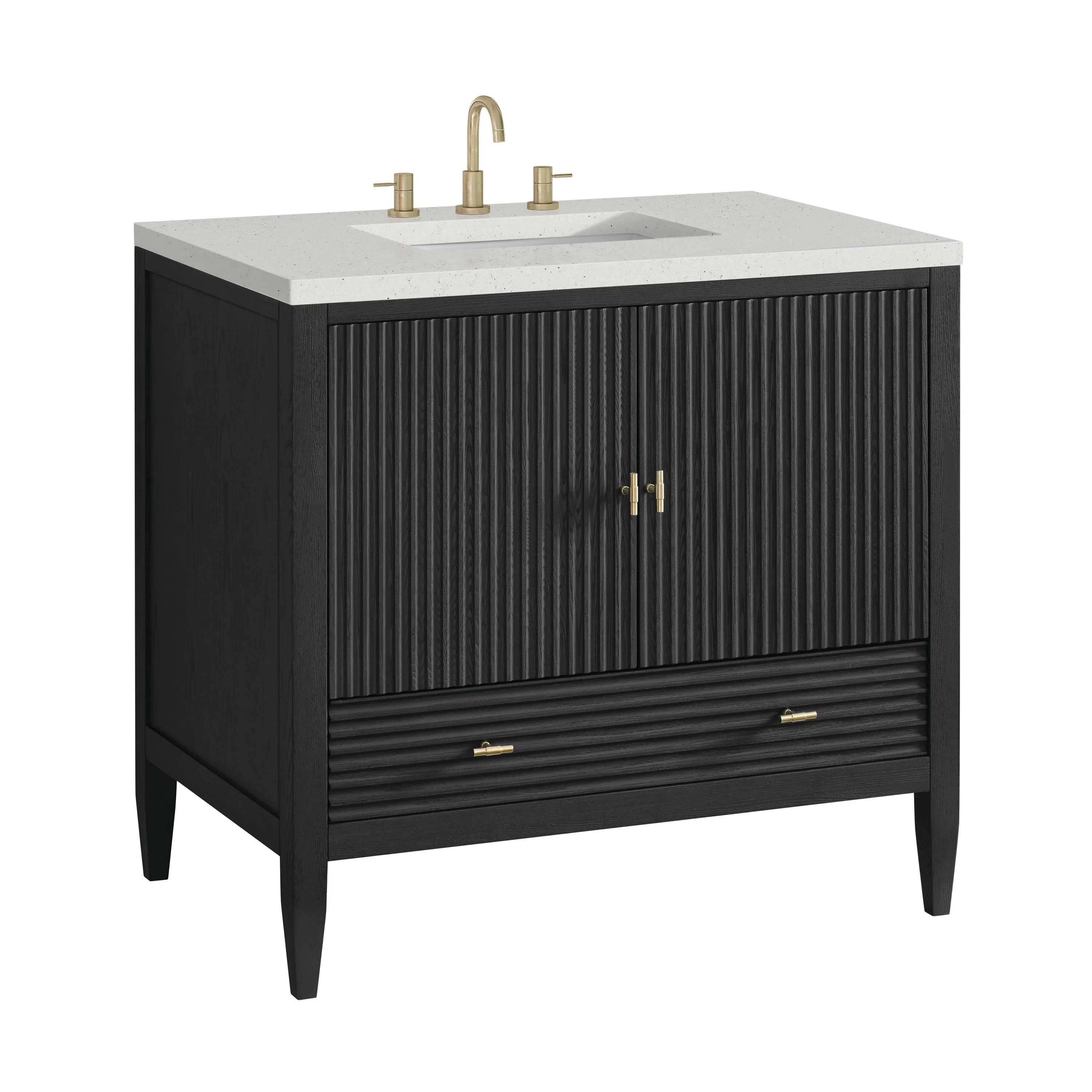 Myrrin 36" Vanity, Carbon Oak w/ 3 CM Lime Delight Silestone Top