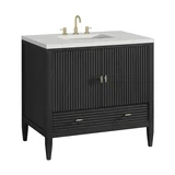 Myrrin 36" Vanity, Carbon Oak w/ 3 CM Lime Delight Silestone Top