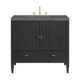 Myrrin 36" Vanity, Carbon Oak w/ 3 CM Parisien Bleu Silestone Top