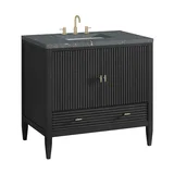 Myrrin 36" Vanity, Carbon Oak w/ 3 CM Parisien Bleu Silestone Top
