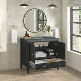 Myrrin 36" Vanity, Carbon Oak w/ 3 CM Parisien Bleu Silestone Top
