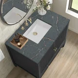 Myrrin 36" Vanity, Carbon Oak w/ 3 CM Parisien Bleu Silestone Top