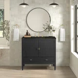 Myrrin 36" Vanity, Carbon Oak, w/ 3 CM Phantome Eclos Top