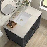 Myrrin 36" Vanity, Carbon Oak, w/ 3 CM Siberian Silestone Top