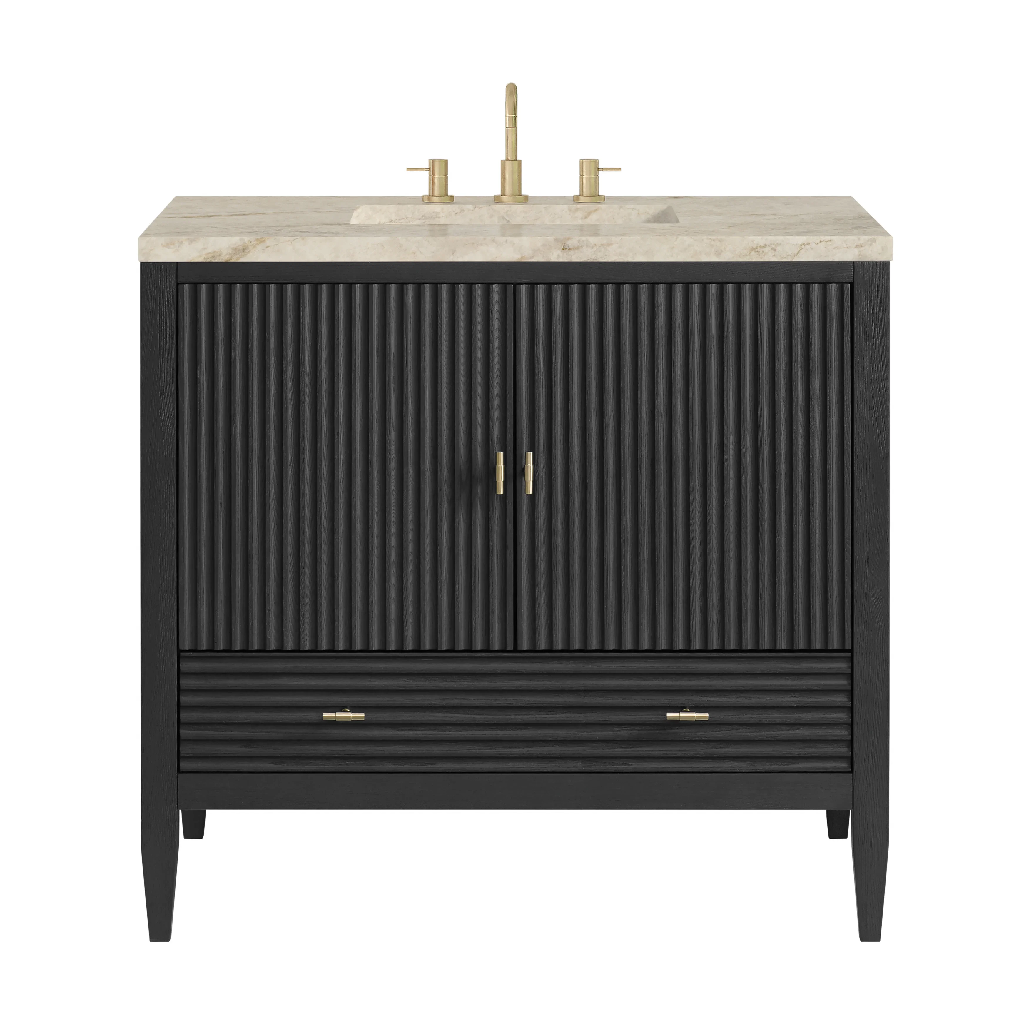 Myrrin 36" Vanity, Carbon Oak, w/ 3 CM Tajnar Eclos Top