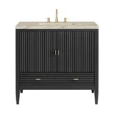 Myrrin 36" Vanity, Carbon Oak, w/ 3 CM Tajnar Eclos Top