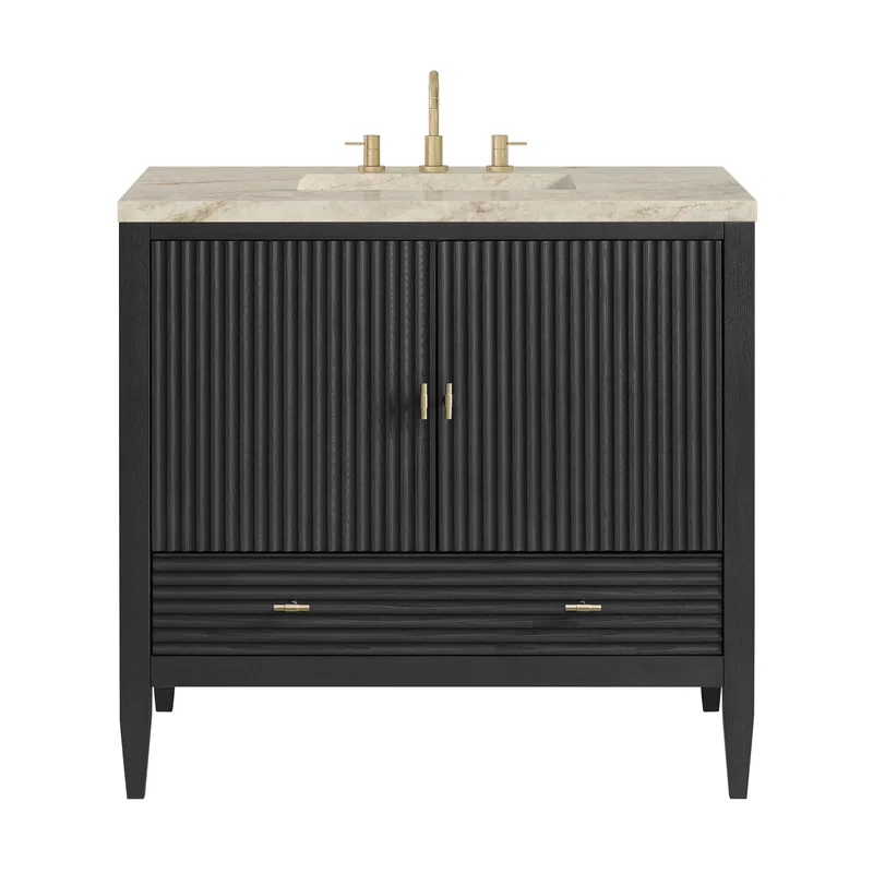 Myrrin 36" Vanity, Carbon Oak, w/ 3 CM Tajnar Eclos Top