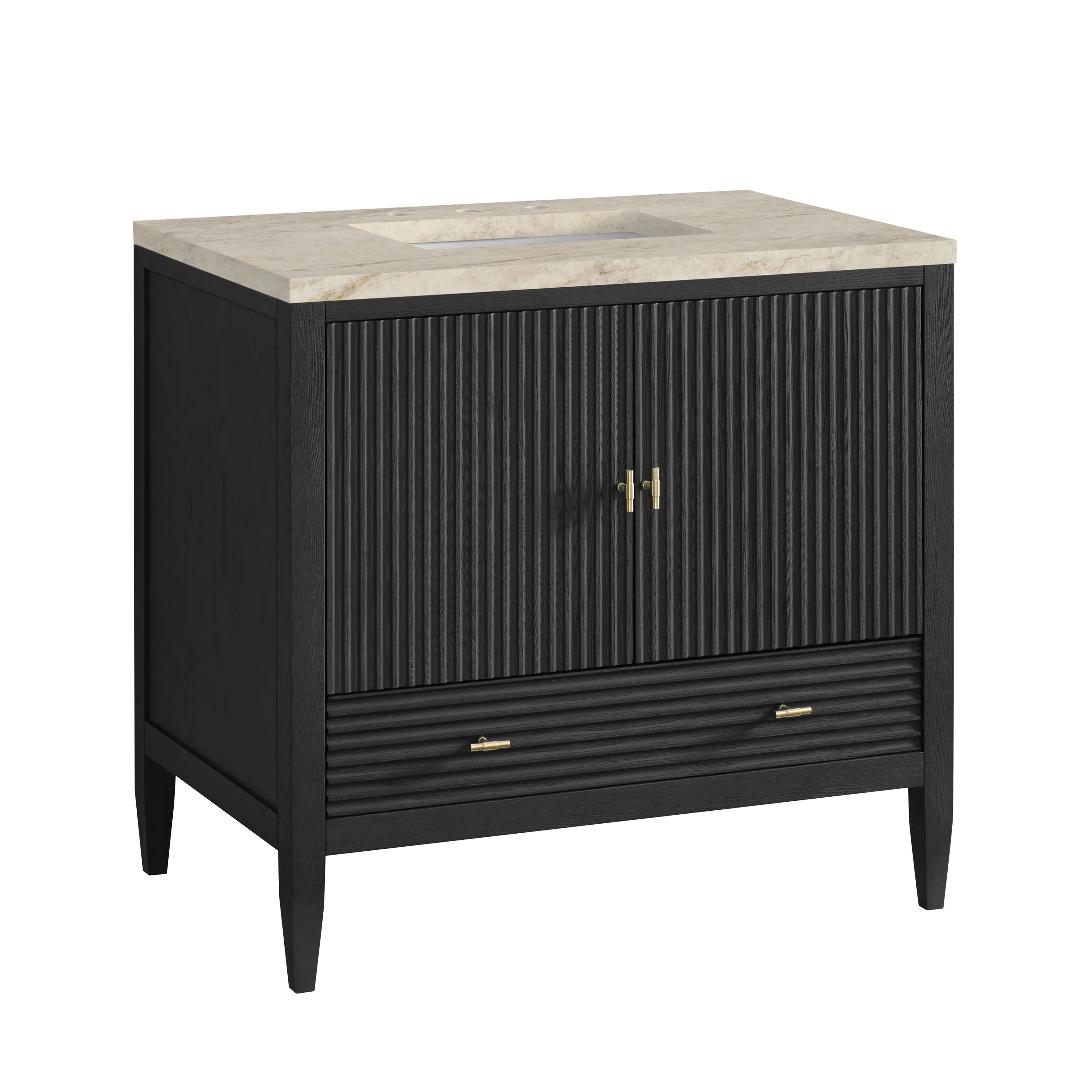 Myrrin 36" Vanity, Carbon Oak, w/ 3 CM Tajnar Eclos Top