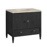 Myrrin 36" Vanity, Carbon Oak, w/ 3 CM Tajnar Eclos Top